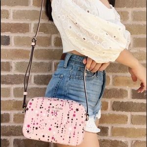 Kate Spade ♠️ Stars Printed Camera Bag Crossbody Pink Glitter